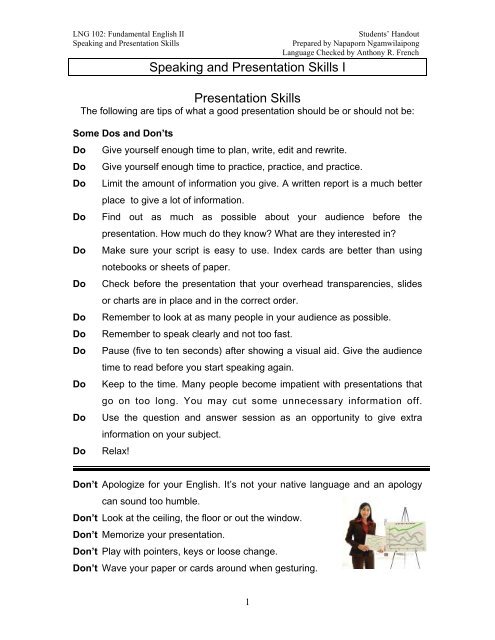 how to make a successful presentation in english