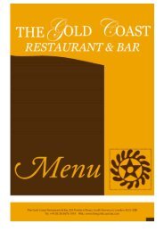 The Gold Coast Menu - Gold Coast Bar and Restaurant