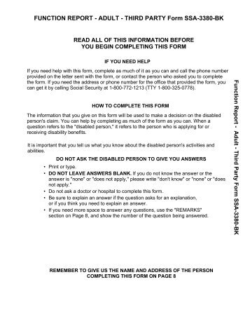 Disability Report -- Appeal -- Form SSA-3441-BK - Tucker &amp; Ludin, PA