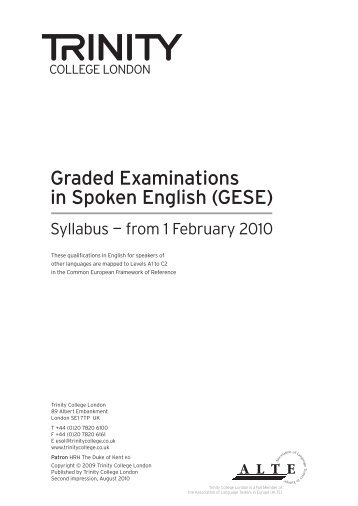 Graded Examinations in Spoken English (GESE) - Trinity College ...