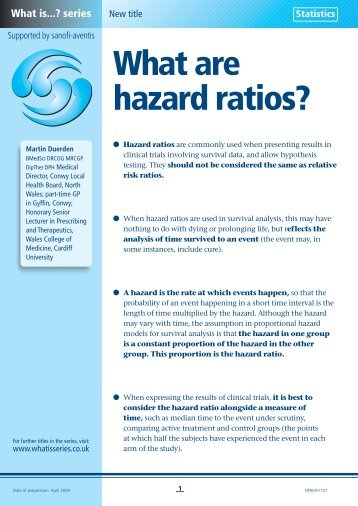 What are hazard ratios? - Medical Sciences Division