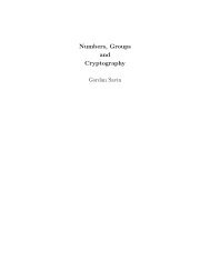 Numbers, Groups and Cryptography Gordan Savin