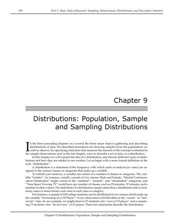 Chapter 9 Distributions: Population, Sample and Sampling ... - CIOS