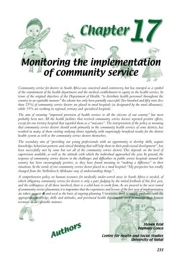 Monitoring the implementation of community service