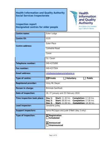 Health Information and Quality Authority Social Services ... - hiqa.ie