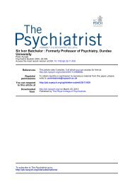 Sir Ivor Batchelor Formerly Professor of Psychiatry ... - The Psychiatrist