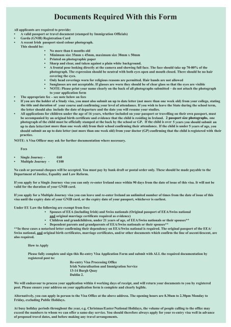 Re Entry Visa Application Form - Irish Naturalisation and ...