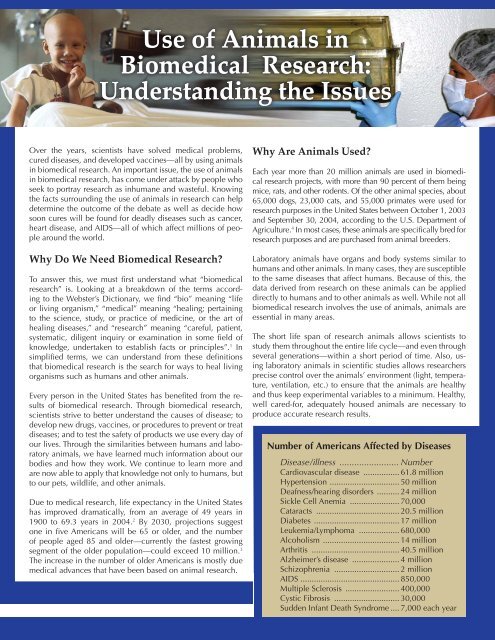 Use Of Animals In Biomedical Research: Understanding The Use Of Animals In Biomedical Research: Understanding The