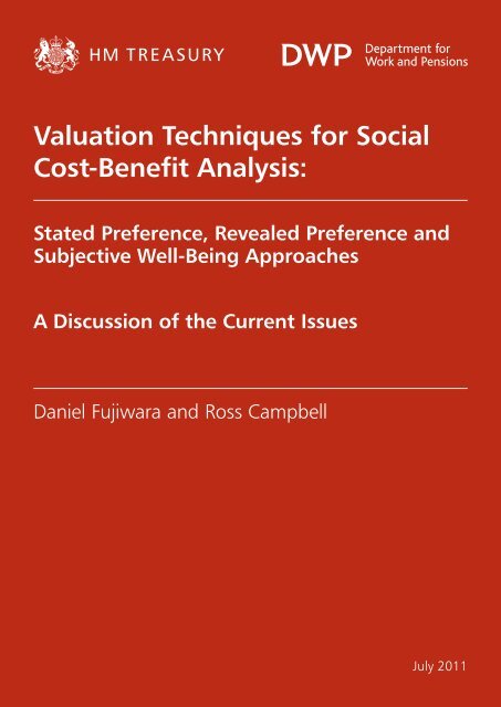 Valuation Techniques for Social Cost-Benefit Analysis: - HM Treasury
