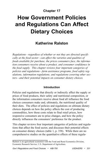 How Government Policies and Regulations Can Affect Dietary Choices