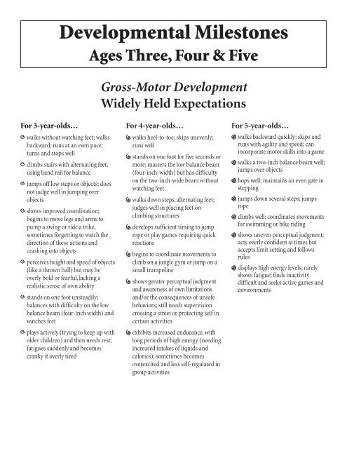 Developmental Milestones Ages Three Four Five Language