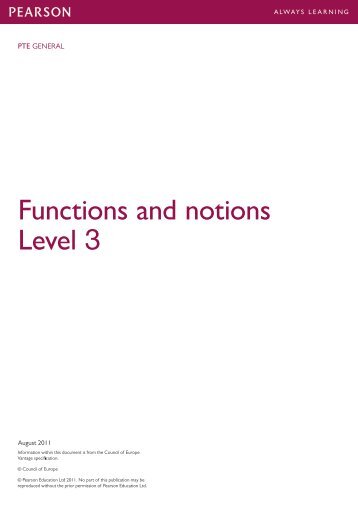Functions and notions Level 3 - Pearson Test of English