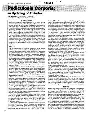 pediculosis corporis; an updating of attitudes - Phthiraptera
