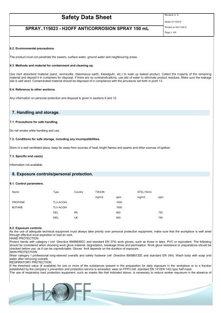 SAFETY DATA SHEET Spray H2OFF Anticorrosion 210ml