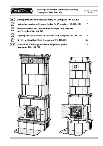 Eldningsinstruktion och bruksanvisning Cronspisen 100, 200, 500 ...