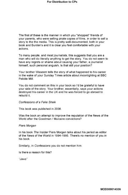 Witness Statement of Paddy French - The Leveson Inquiry