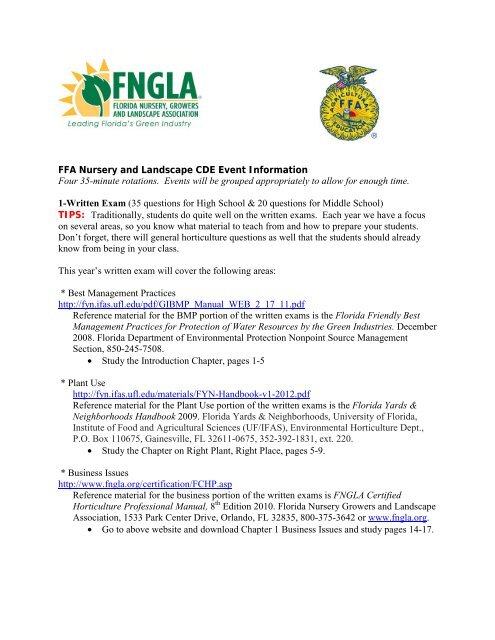 FFA Nursery and Landscape CDE Event ... - TeachHort.com