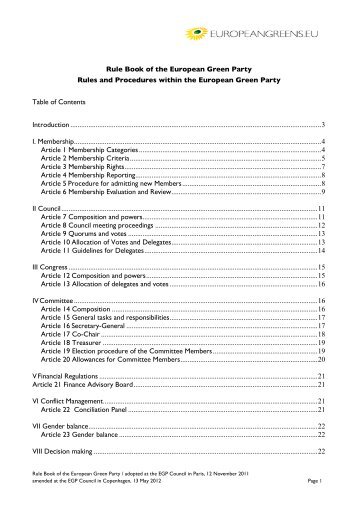 EGP Rule Book - European Green Party