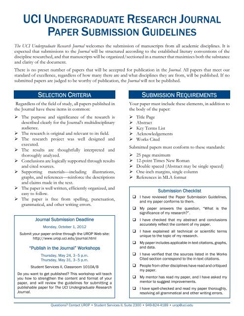 uci undergraduate research journal paper submission guidelines