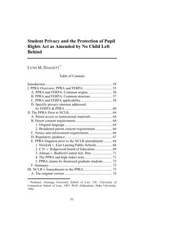 Student Privacy and the Protection of Pupil Rights Act as Amended ...