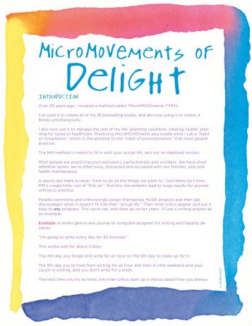 MicroMOVEments of Delight: Tiny Movements = Huge Results - Sark