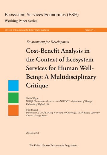 Cost-Benefit Analysis in the Context of Ecosystem Services ... - UNEP
