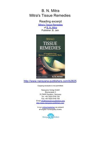 B. N. Mitra Mitra's Tissue Remedies - Homeopathy books, Narayana ...