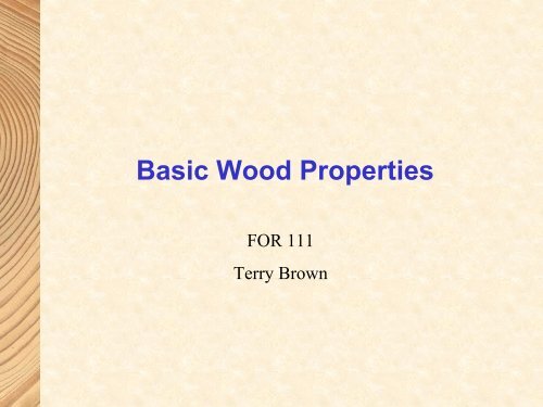 Basic Wood Properties