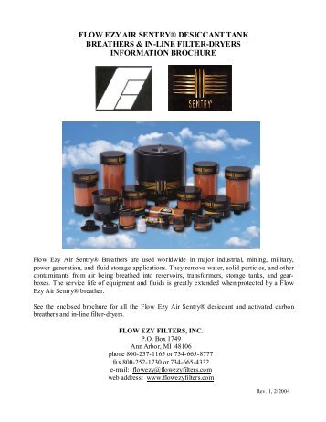 Flow ezy air sentry® desiccant tank breathers - Flow Ezy Filters