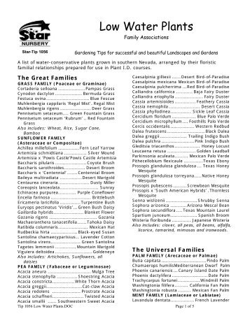 Floristic Associations of Low-Water Plants - Star Nursery