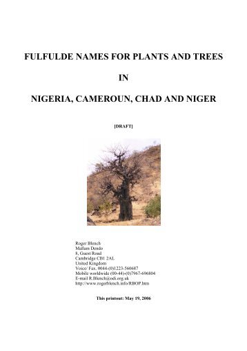 fulfulde names for plants and trees in nigeria - Roger Blench