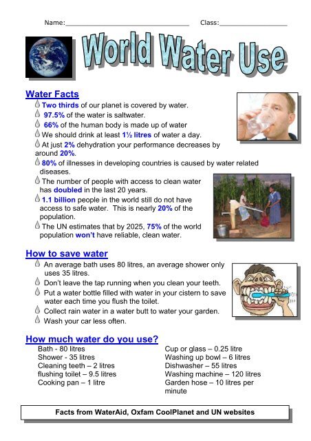 Water Facts How to save water How much water do you use?