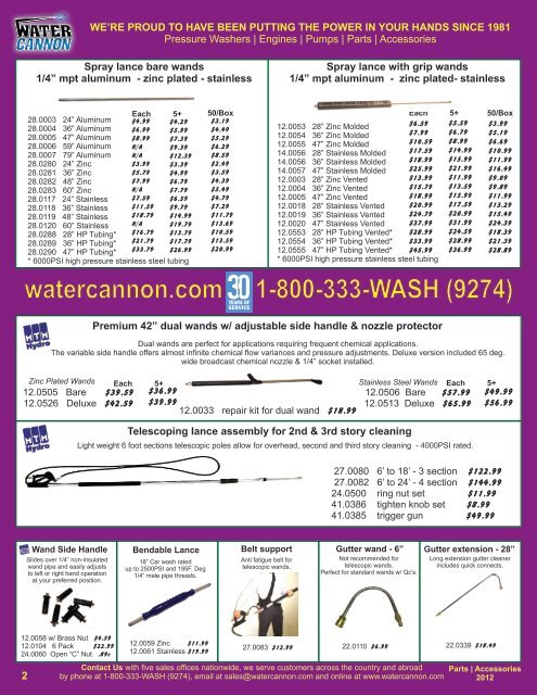 Water Cannon's Parts & Accessories Catalog
