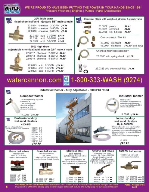 Water Cannon's Parts & Accessories Catalog