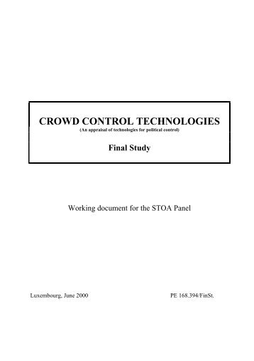 CROWD CONTROL TECHNOLOGIES - Omega Research Foundation