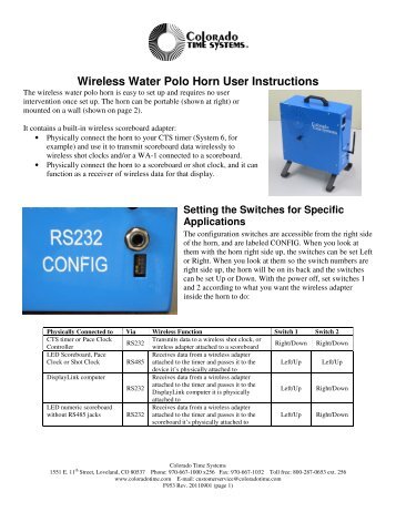 Wireless Water Polo Horn User Instructions - Colorado Time Systems