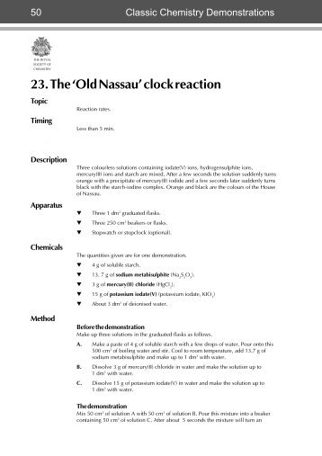 23. The 'Old Nassau' clock reaction - Royal Society of Chemistry