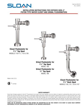 Gem 2 Exposed Flushometers Installation Instructions - Sloan Valve ...