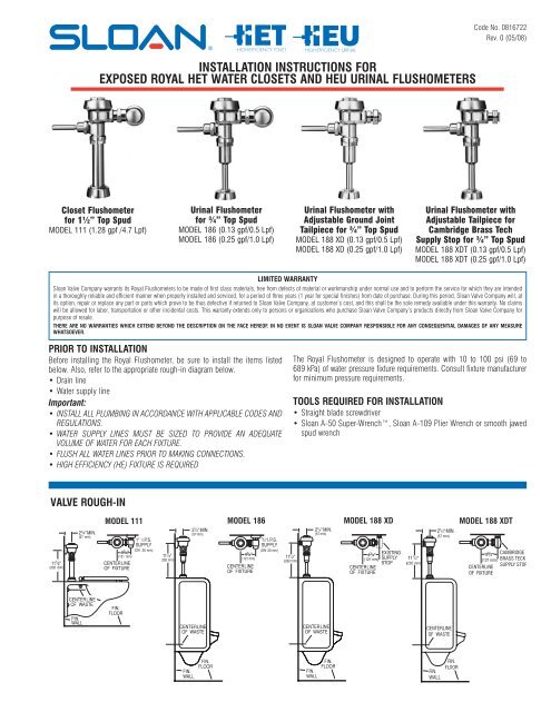 installation instructions for exposed royal het water closets and heu ...