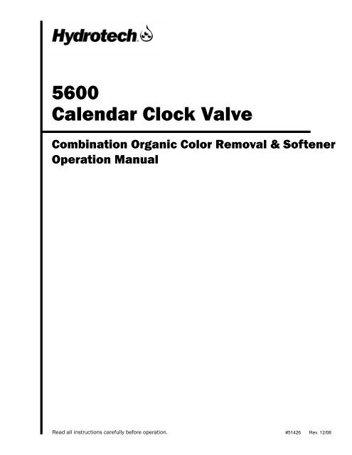 5600 Calendar Clock Valve - Hydrotech