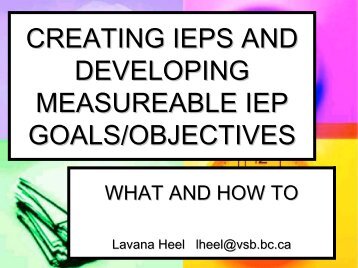 CREATING IEPS AND DEVELOPING MEASUREABLE IEP GOALS/OBJECTIVES