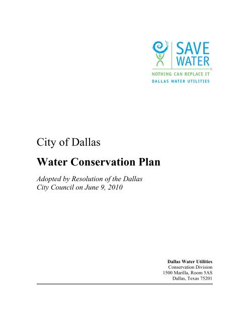 City of Dallas Water Conservation Plan - Save Dallas Water