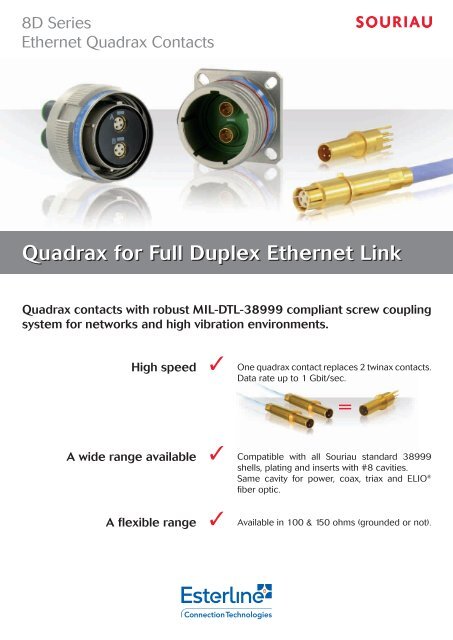 8D Series: Ethernet Quadrax Contacts - Souriau
