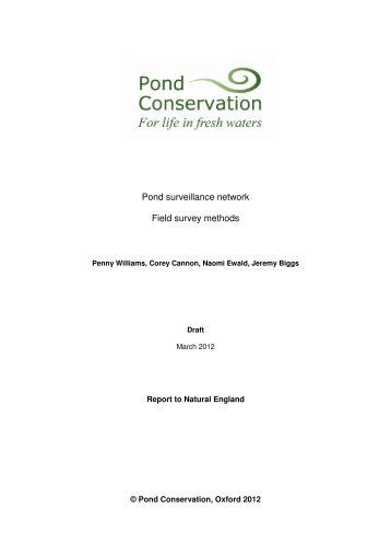 Pond surveillance network Field survey methods - Pond Conservation