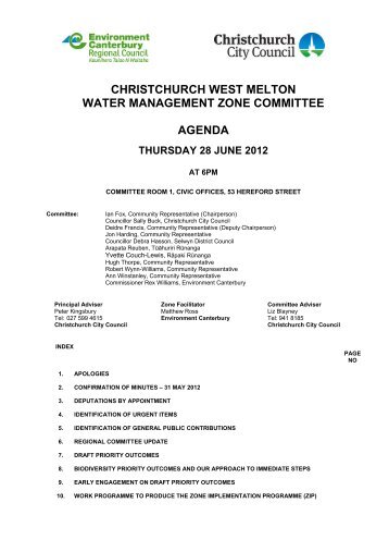 CHRISTCHURCH WEST MELTON WATER MANAGEMENT ZONE ...