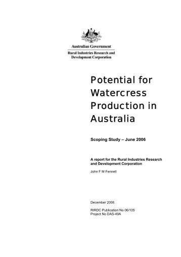 Potential for Watercress Production in Australia