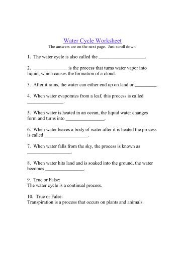 Water Cycle Worksheet