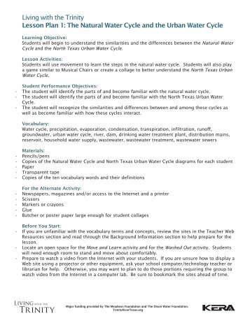 Living With The Trinity Lesson Plan 1 The Natural Water Cycle And Living With The Trinity Lesson Plan 1 The Natural Water Cycle And