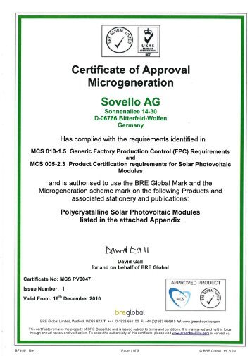 MCS Certificate - Sovello