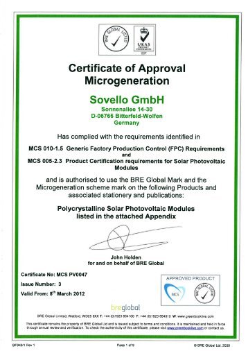 MCS-Certificate - Sovello